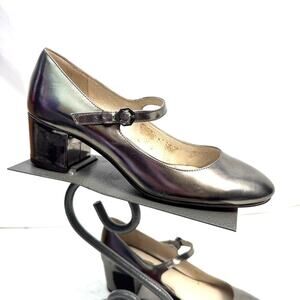 Louise et Cie Silver Kerrie Mary Jane Block Heels Shoes Size 9